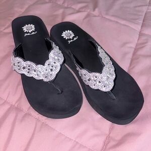 Rubie's Black Sandals with Silver Embellishments